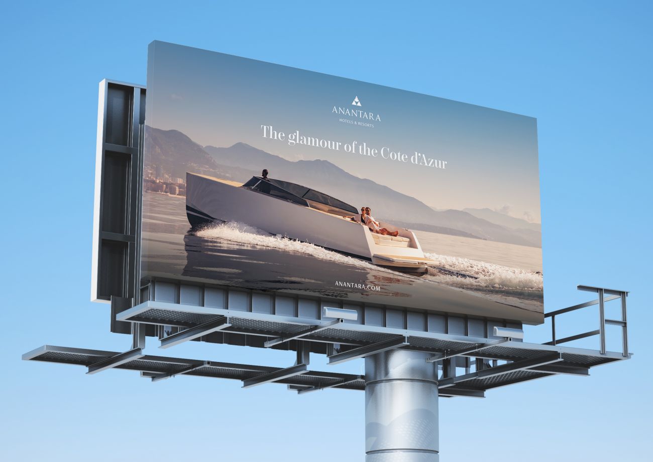 Anantara Hotels & Resorts has refreshed its brand identity, seen here applied to a billboard