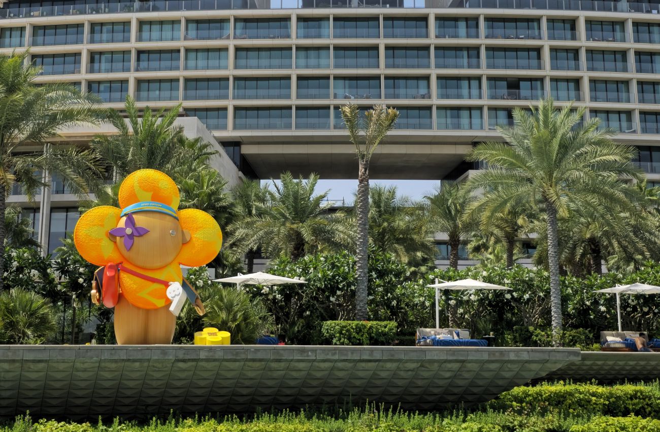 Lifeguard Vivienne by Louis Vuitton in one the gardens at Atlantis The Royal