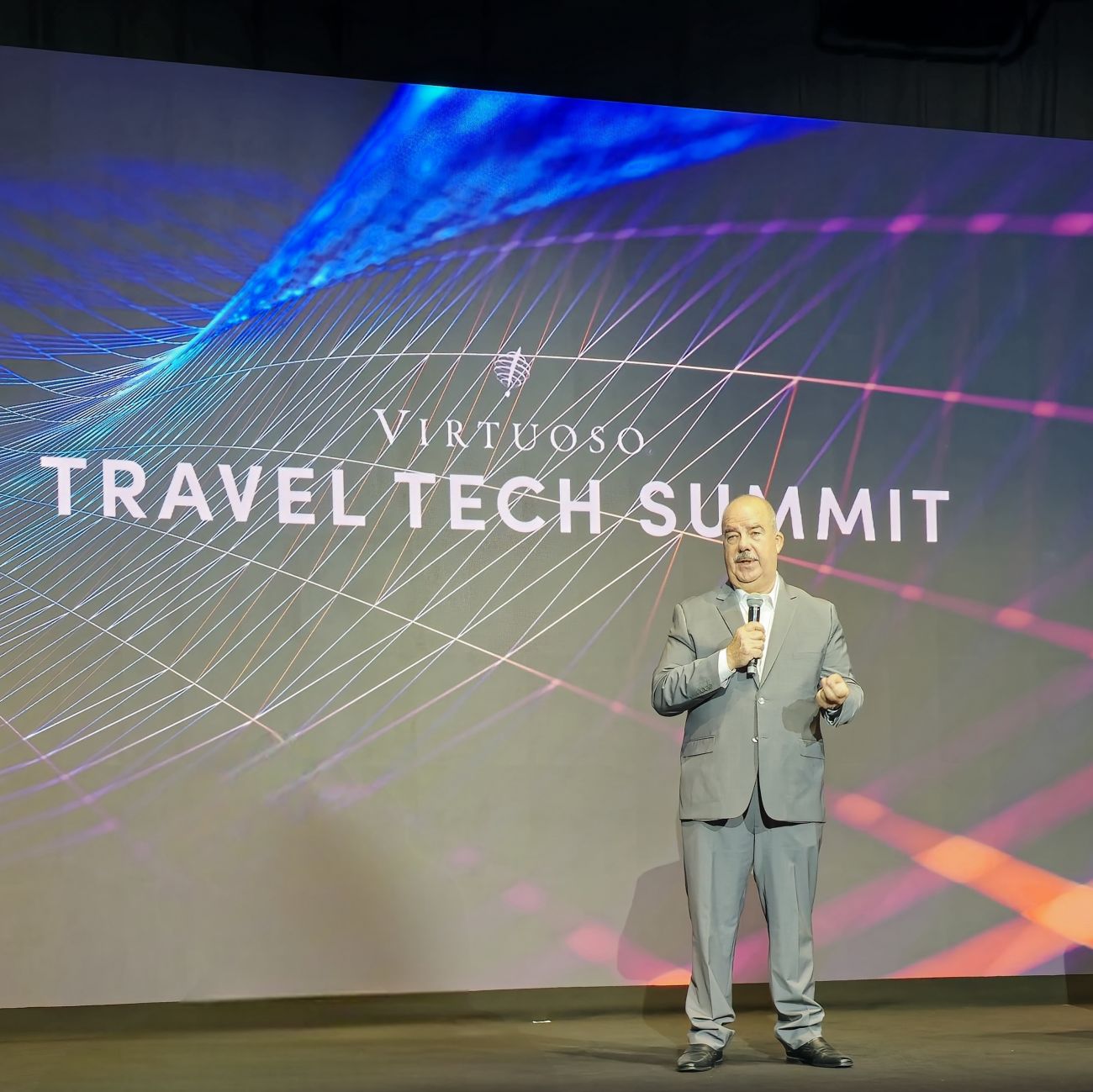 Matthew Upchurch, CEO of Virtuoso Travel opening the Travel Tech Summit in Dubai in May 2024