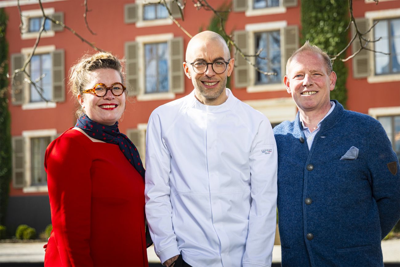 Les propritaires Mylene et Fredric Vandendriessche accompagne le chef Maxime Lesobre