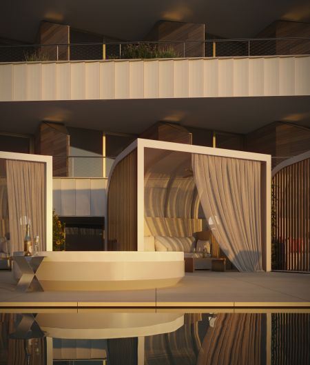 SLS Barcelona render pool cabana