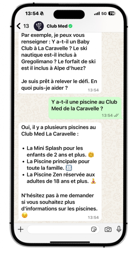 Le Chatbot WhatsApp du Club Med