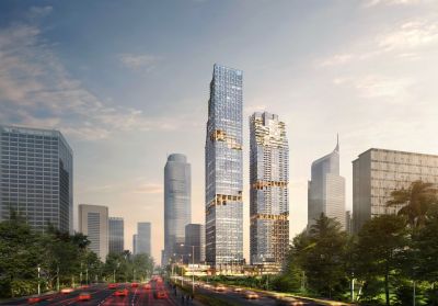 Part of the Two Sudirman Jakarta development, Andaz Jakarta Sudirman will be in Tower A, the tallest building shown in the rendering