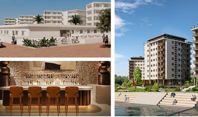 Renderings: Top left - Hotel Indigo Gandia  Beach, Bottom left - Vignette Collection Mallorca  Finca Banyols, Right - Holiday Inn Express San Sebastian - Errenteria 