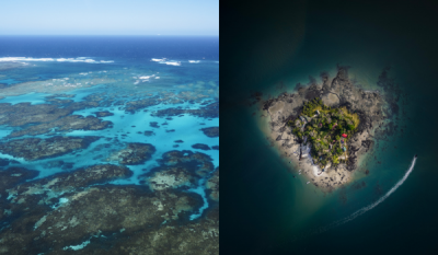 From left, Abrolhos Archipelago(Brasil), and Bijagos Archipelagos (Guinea Bissau).