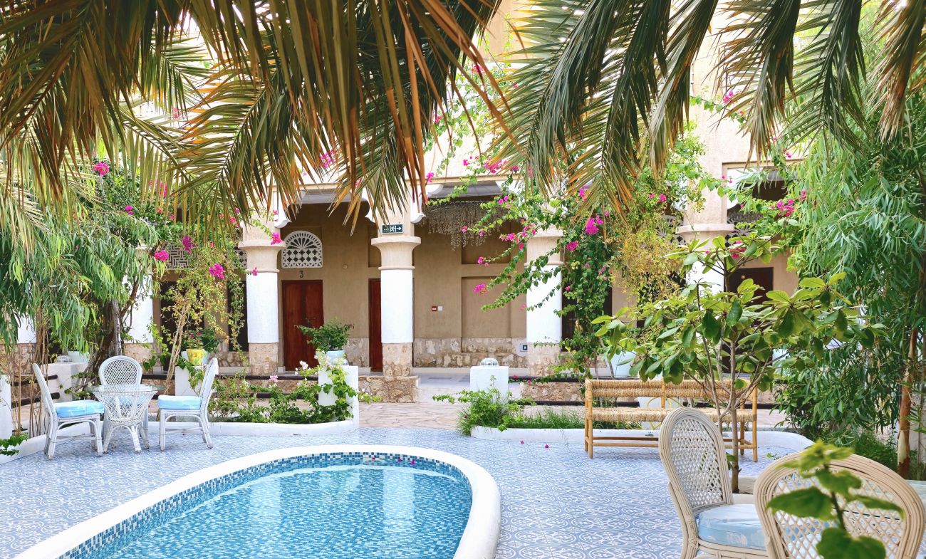 The interior courtyard of the Arabian Boutique Hotel