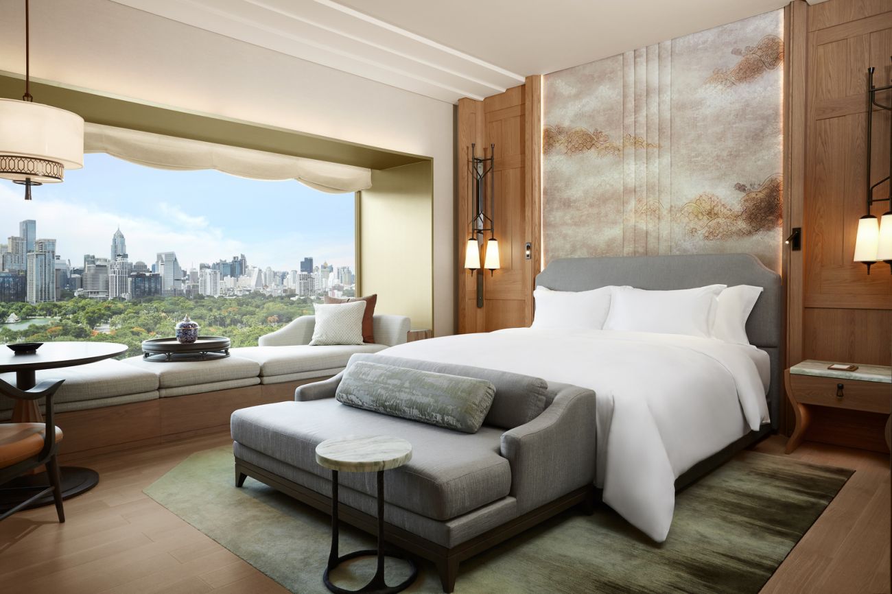 Each guest room at the new Dusit Thani Bangkok boasts a panoramic vista of Lumpini Park