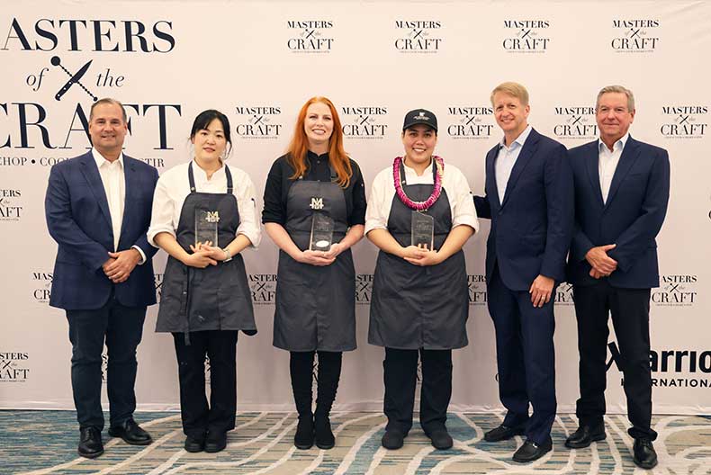 2024 Masters of the Craft winners with Anthony Capuano (President and CEO, Marriott International), David Marriott (Chairman of the Board, Marriott International), and Jim Connelly (President, U.S. Eastern Region, Full Service MxM, Marriott International)