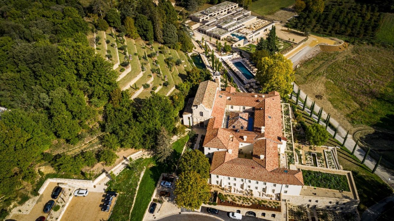 Even from the air, Le Couvent des Minimes stands out for its blend of heritage and modernity 